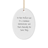 Funny Database Administrator Gifts, Oval Ornament 'I'm Not Perfect But I'm A Database Administrator And That's Basically The Same Thing' for Christmas from Friends to Coworkers - Image 1